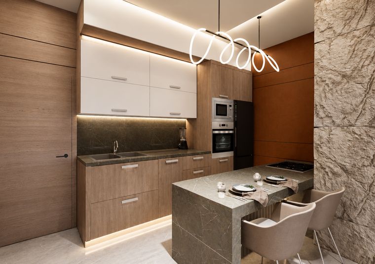 Departamento tipo 1 · cocina con isla y alacena