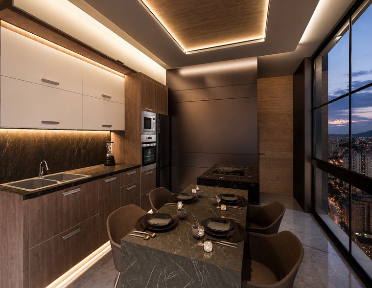 Departamento tipo 2 · cocina y comedor de noche