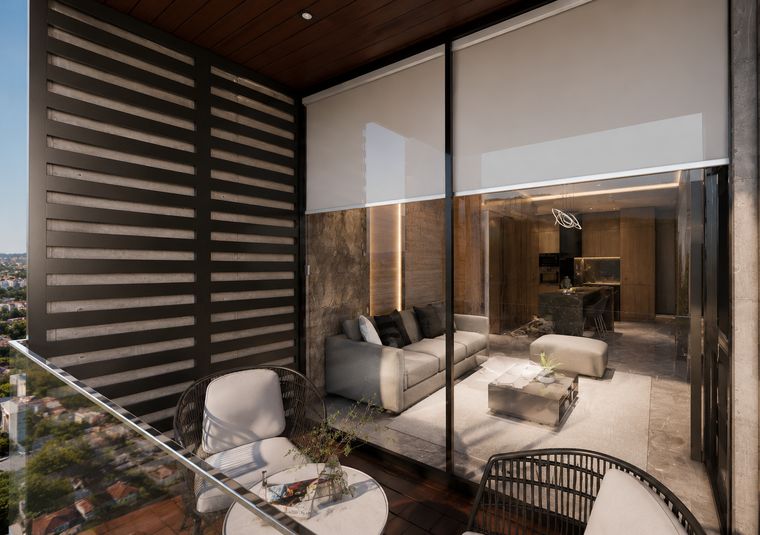 Departamento tipo 2 · terraza con celosía