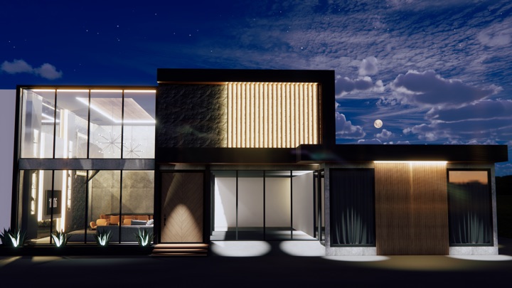 Residencia contemporánea con lambrín, Villahermosa